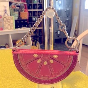 Coach Pink Grapefruit Coin Purse Mini Bag NEW WITH TAGS